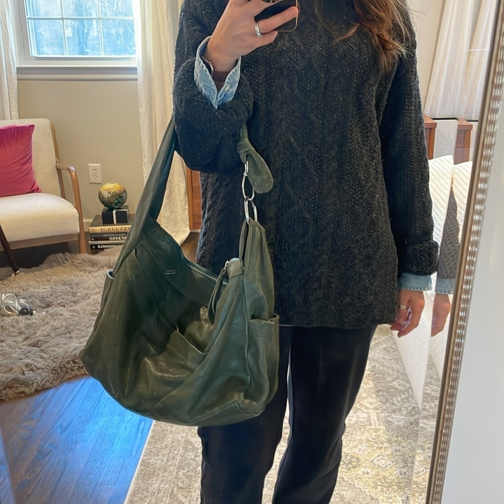 Made in Italy Forest Green Leather Hobo Bag